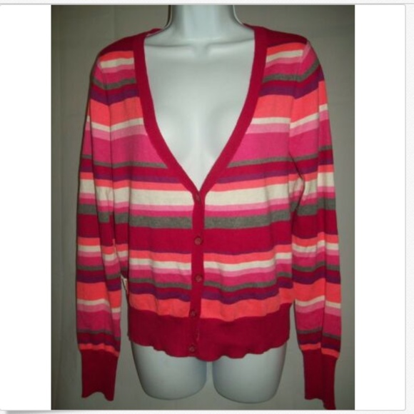 Aeropostale Cardigan Sz XL Pink Stripe Button Up - Picture 1 of 3